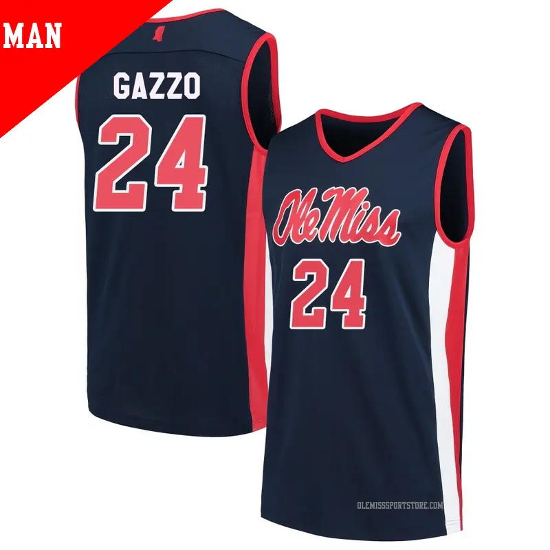 Men's #24 Jacob Gazzo Ole Miss Rebels Replica Navy Basketball Jersey Men's #24 Jacob Gazzo Ole Miss Rebels Replica Navy Basketball Jersey