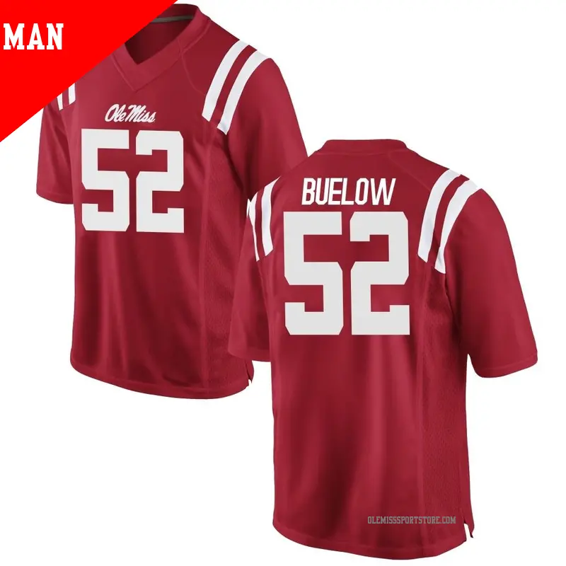 Men's #52 Julius Buelow Ole Miss Rebels Replica Red Football College Jersey Men's #52 Julius Buelow Ole Miss Rebels Replica Red Football College Jersey