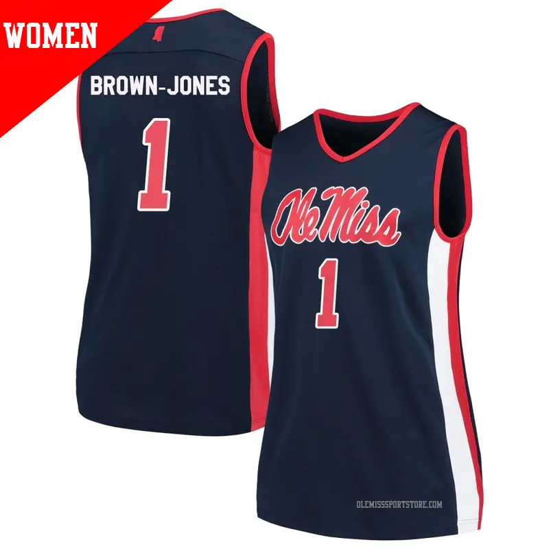 Women's #1 Mikeal Brown-Jones Ole Miss Rebels Replica Navy Basketball Jersey Women's #1 Mikeal Brown-Jones Ole Miss Rebels Replica Navy Basketball Jersey