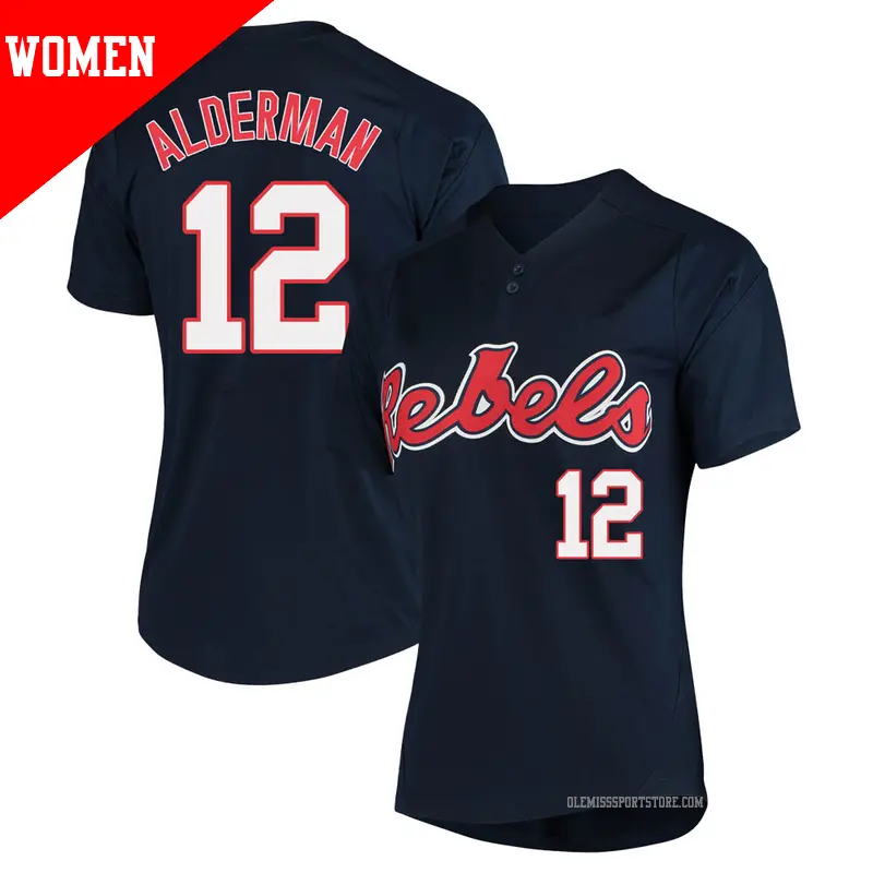 Women's #12 Kemp Alderman Ole Miss Rebels Replica Navy Vapor Untouchable Two-Button Baseball Jersey Women's #12 Kemp Alderman Ole Miss Rebels Replica Navy Vapor Untouchable Two-Button Baseball Jersey