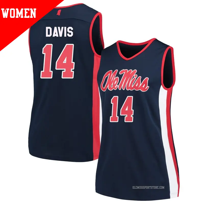 Women's #14 Dre Davis Ole Miss Rebels Replica Navy Basketball Jersey Women's #14 Dre Davis Ole Miss Rebels Replica Navy Basketball Jersey