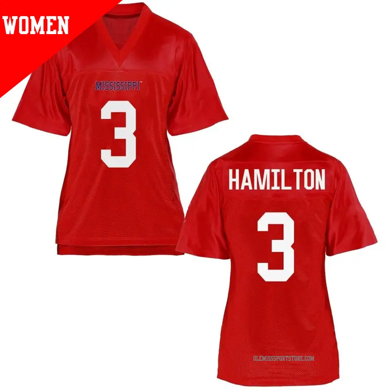 Women's ＃3 Isaiah Hamilton Ole Miss Rebels Game Cardinal Football College Jersey