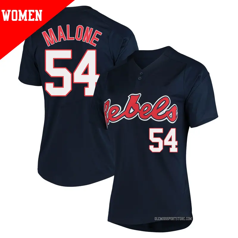 Women's #54 Tywone Malone Ole Miss Rebels Replica Navy Vapor Untouchable Two-Button Baseball Jersey Women's #54 Tywone Malone Ole Miss Rebels Replica Navy Vapor Untouchable Two-Button Baseball Jersey