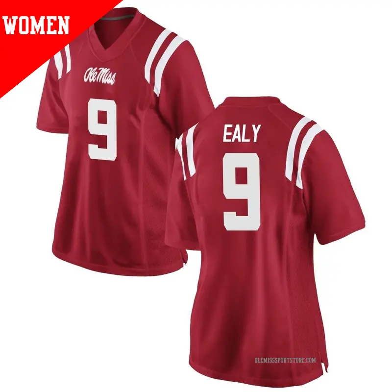 Women's #9 Jerrion Ealy Ole Miss Rebels Game Red Football College Jersey Women's #9 Jerrion Ealy Ole Miss Rebels Game Red Football College Jersey