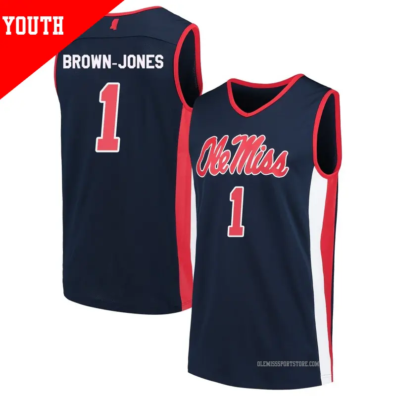 Youth #1 Mikeal Brown-Jones Ole Miss Rebels Replica Navy Basketball Jersey Youth #1 Mikeal Brown-Jones Ole Miss Rebels Replica Navy Basketball Jersey