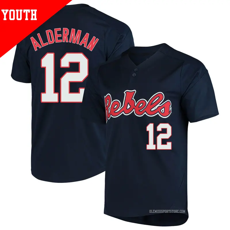 Youth #12 Kemp Alderman Ole Miss Rebels Replica Navy Vapor Untouchable Two-Button Baseball Jersey Youth #12 Kemp Alderman Ole Miss Rebels Replica Navy Vapor Untouchable Two-Button Baseball Jersey