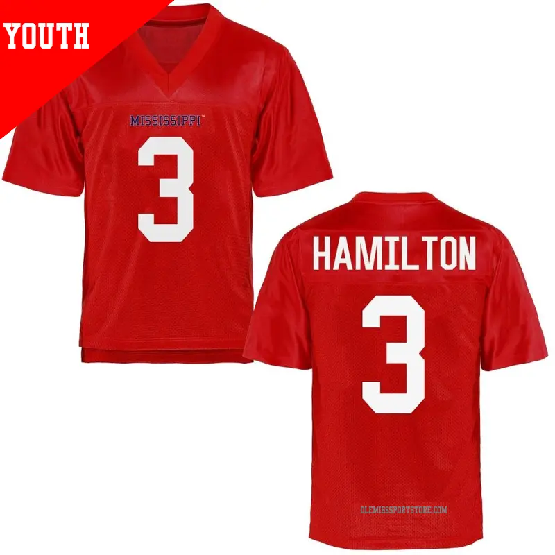 Youth ＃3 Isaiah Hamilton Ole Miss Rebels Game Cardinal Football College Jersey