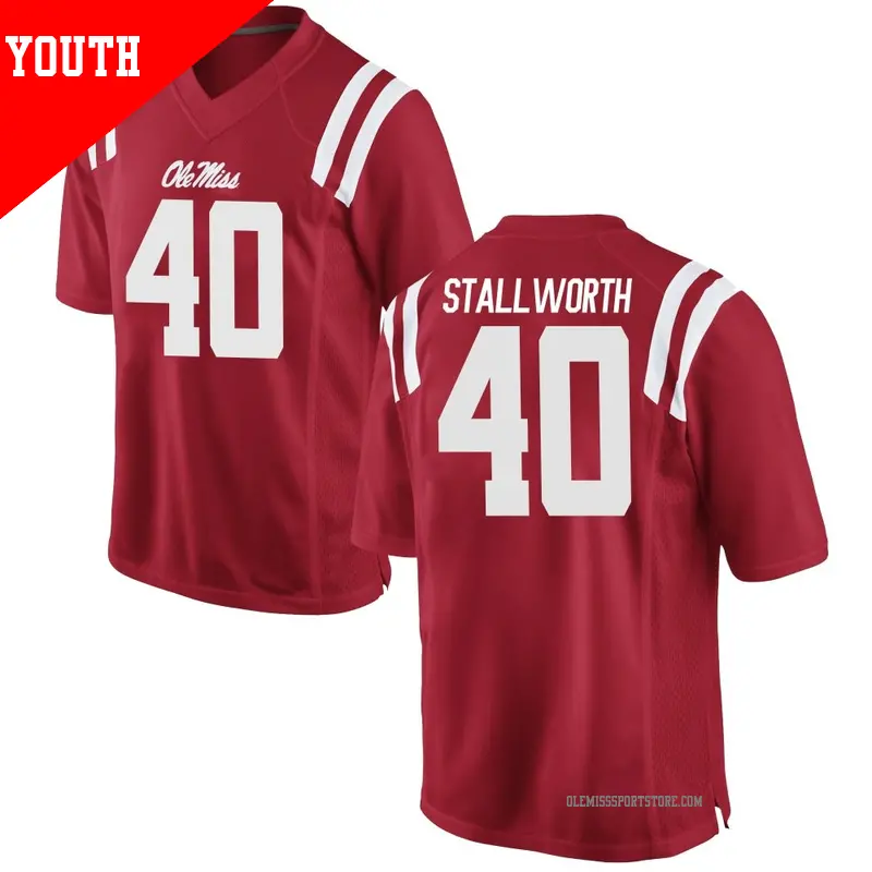 Youth #40 Micah Stallworth Ole Miss Rebels Game Red Football College Jersey Youth #40 Micah Stallworth Ole Miss Rebels Game Red Football College Jersey